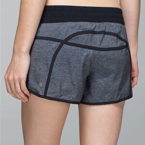 Lululemon Tracker Short III
in Heathered Coal/ Black. 
Size 6. 
New without tags